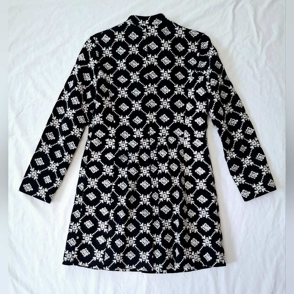 Anthropologie Wendy Hil Black Suede Embroidered Tunic Length Coat Size Small - Picture 14 of 15
